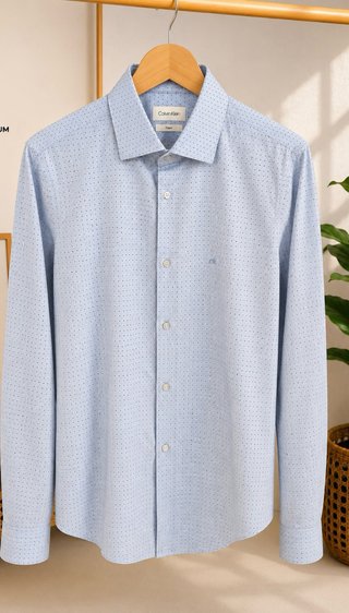 Camisa Calvin Klein azul con microestampado
