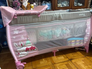Cuna de viaje Asalvo rosa