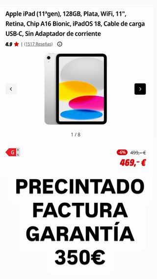 Apple iPad 11 128GB Plata WiFi