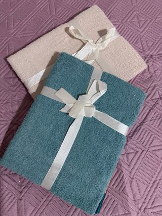 Coppia Asciugamani Orsetti Beige e Blu