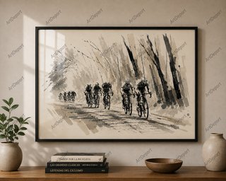 Cuadro Ilustración Ciclismo Carreras