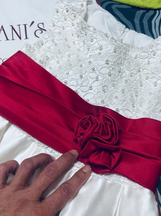 Vestidos Niña Dama Honor Blanco Rojo