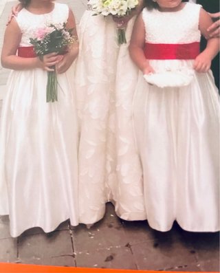 Vestidos Niña Dama Honor Blanco Rojo