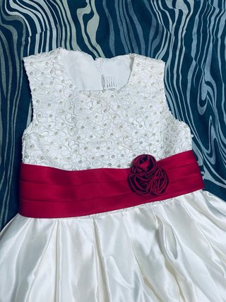 Vestidos Niña Dama Honor Blanco Rojo