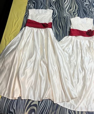 Vestidos Niña Dama Honor Blanco Rojo