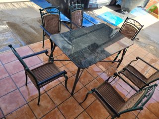 Conjunto mesa y 6 sillas jardín