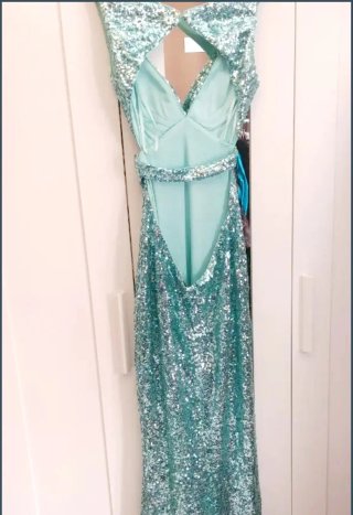 Vestido fiesta Fashion lentejuelas y turquesa