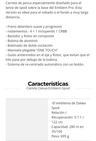 Daiwa Emblem Spod carrete pesca