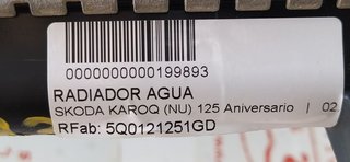 RADIADOR AGUA SKODA KAROQ (NU) 125 Aniversario