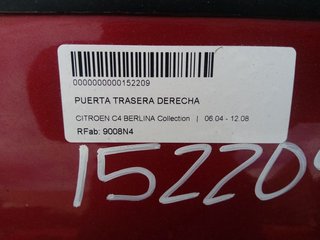 PUERTA TRASERA DERECHA CITROEN C4 BERLINA Collection