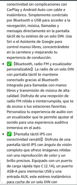 Radio Coche Pantalla Táctil 1 DIN CarPlay/Android
