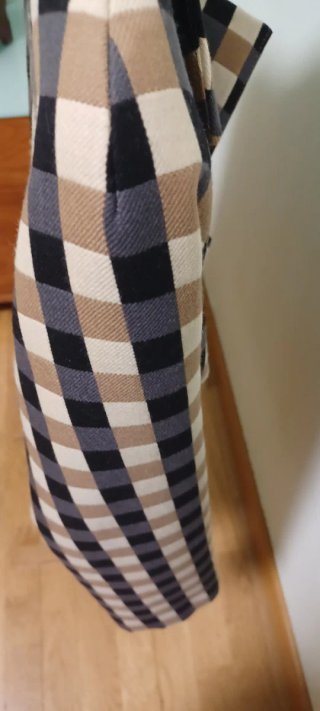 Chaqueta mujer, cuadros beig negro azul blanco