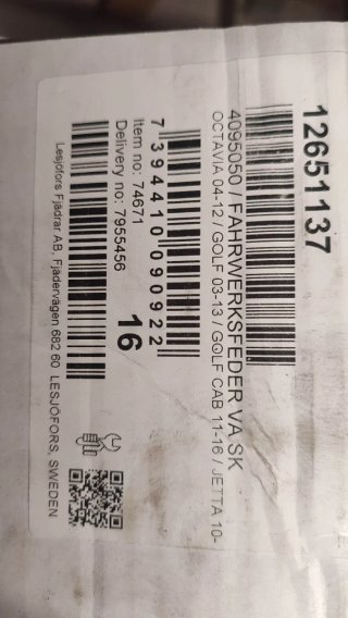 2x Muelles Suspensión Delanteros Lesjofors VW