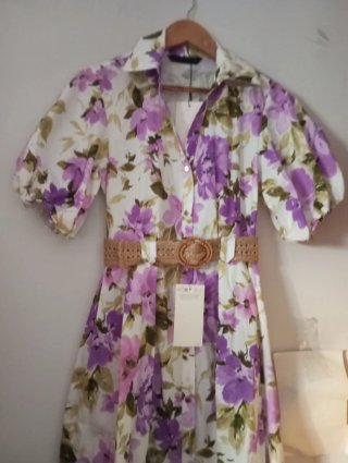 Vestido flores manga afarolada talla S