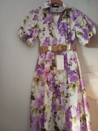 Vestido flores manga afarolada talla S