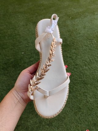 Sandalias CEREZA Beige y Doradas