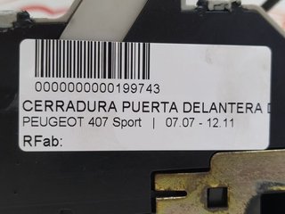 CERRADURA PUERTA DELANTERA DERECHA PEUGEOT 407 Sport
