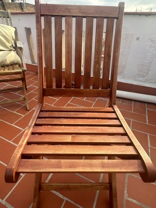 Mesa y 5 Sillas Teca Terraza Plegables