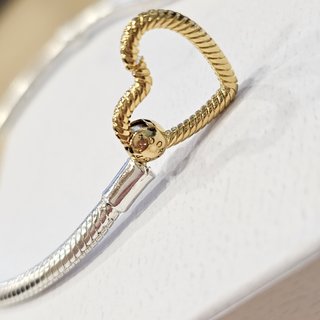 Pulsera Pandora Cierre Corazón Dorado 19cm