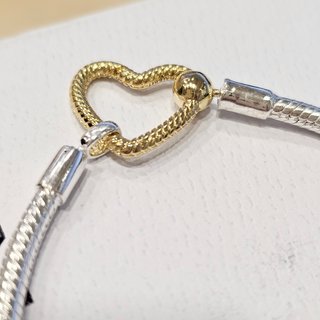 Pulsera Pandora Cierre Corazón Dorado 19cm