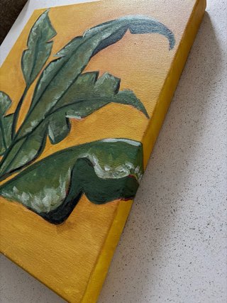 Cuadro pintado a mano hojas tropicales