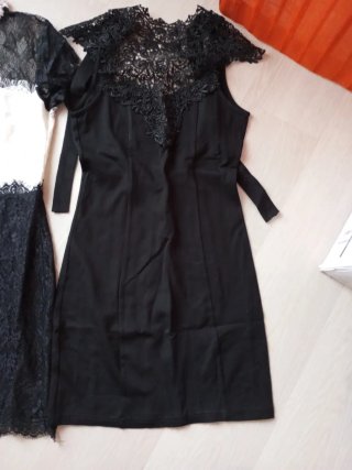 Lote 2 vestidos encaje negro y blanco