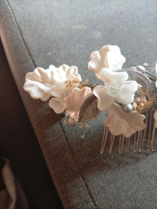 Tocado Novia Flores Blanco y Plateado