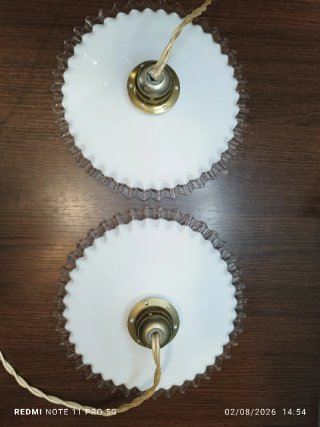 2 Pantallas Cristal Opalino Antiguas Años 50