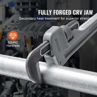 Llave de tubo, llave de tubo recta de aluminio de 24", llave de plomería ajustable, con mandíbula de alta resistencia y mango ergonómico, fácil de transportar, diseño colgante, para tuberías de ag...