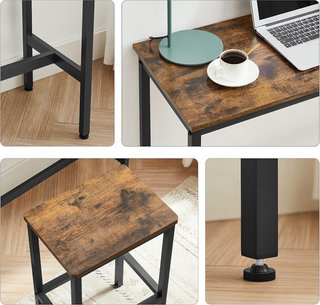 Mesa Alta, Conjunto de Mesa y Taburetes de Bar, Mesa de Desayuno con Conjunto de 2 Taburetes, Estructura de Acero Industrial, Marrón Vintage y Negro Tinta LBT218B01