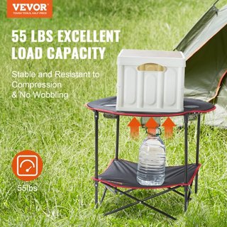 Mesa de Camping Plegable, Mesas Laterales Portátiles para Exterior, Mesa Ligera Plegable, Mesa de Trabajo Ultra Compacta de Tela Oxford 600D y Acero con Gran Almacenamiento y Bolsa de Transporte, ...
