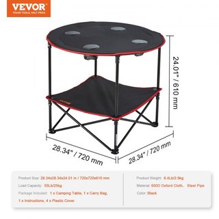 Mesa de Camping Plegable, Mesas Laterales Portátiles para Exterior, Mesa Ligera Plegable, Mesa de Trabajo Ultra Compacta de Tela Oxford 600D y Acero con Gran Almacenamiento y Bolsa de Transporte, ...