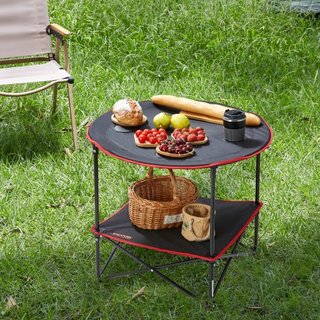 Mesa de Camping Plegable, Mesas Laterales Portátiles para Exterior, Mesa Ligera Plegable, Mesa de Trabajo Ultra Compacta de Tela Oxford 600D y Acero con Gran Almacenamiento y Bolsa de Transporte, ...