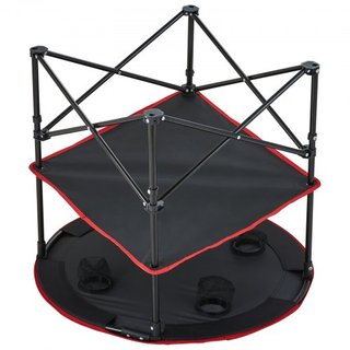 Mesa de Camping Plegable, Mesas Laterales Portátiles para Exterior, Mesa Ligera Plegable, Mesa de Trabajo Ultra Compacta de Tela Oxford 600D y Acero con Gran Almacenamiento y Bolsa de Transporte, ...