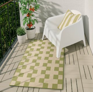 Alfombra Ikea GANGSTIG cuadros beige y verde