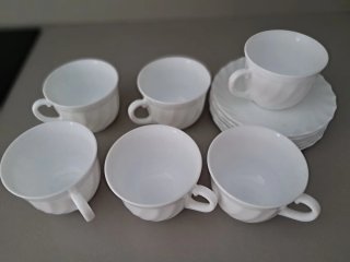 Juego 6 tazas café con leche porcelana
