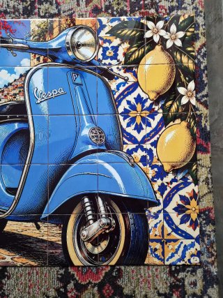 Azulejos decorativos Vespa, Italia, limones y arte
