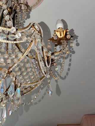 Lampadario cristallo stile Maria Teresa oro