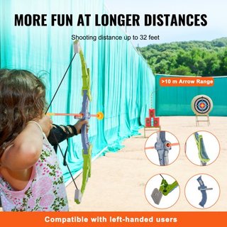 Set di Arco e Frecce per Bambini, 2 Set di Tiro con Arco LED Illuminato con 20 Frecce con Ventosa, Bersaglio in Piedi, 2 Fondine, 2 Pistole, 20 Palle Morbide, 3 Bersagli, Giocattolo...