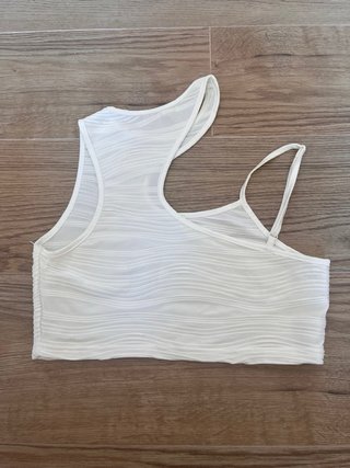 Top corto monospalla bianco