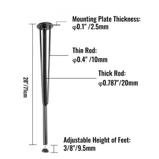 Patas de Mesa de Metal en Forma de Horquilla de 28 Pulgadas Juego de 4 Patas de Banco de Alta Resistencia Patas de Muebles de Metal de 3 Varillas Patas de Mesa de Café de Hierro Forjado para DIY e...