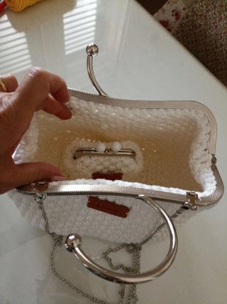 Borsa uncinetto bianca con catena