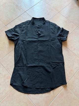 Camicia lino nero maniche corte