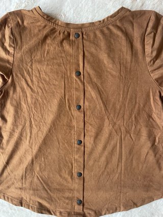 Camiseta ante marrón manga corta