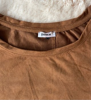 Camiseta ante marrón manga corta