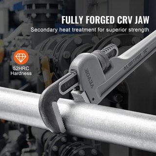Llave de tubo, llave de tubo recta de aluminio de 18", llave de plomería ajustable, con mandíbula de alta resistencia y mango ergonómico, fácil de transportar, diseño colgante, para tuberías de ag...