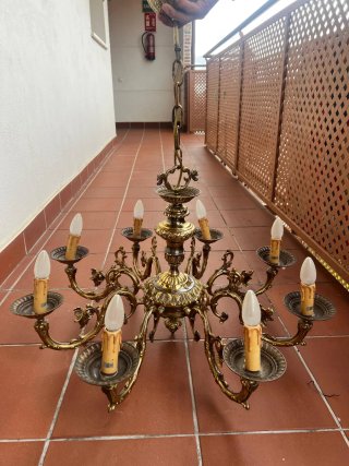 3 Lámparas de araña de bronce