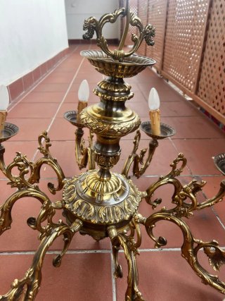 3 Lámparas de araña de bronce