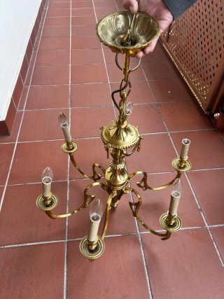 3 Lámparas de araña de bronce