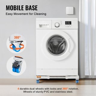 Soporte para Mini Nevera Pedestal Universal para Lavandería, Soporte de Refrigerador Ajustable con Ruedas Suaves, Base Multifuncional para Lavadora y Secadora, Expandible de 381-615mm
